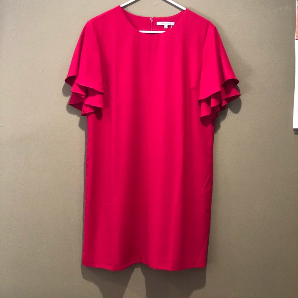 Red ruffled sleeve dress!